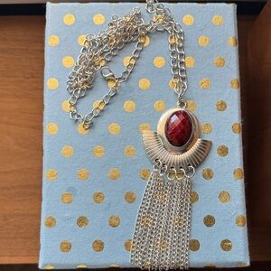 Millennial Statement Silver and Red Pendant Necklace
